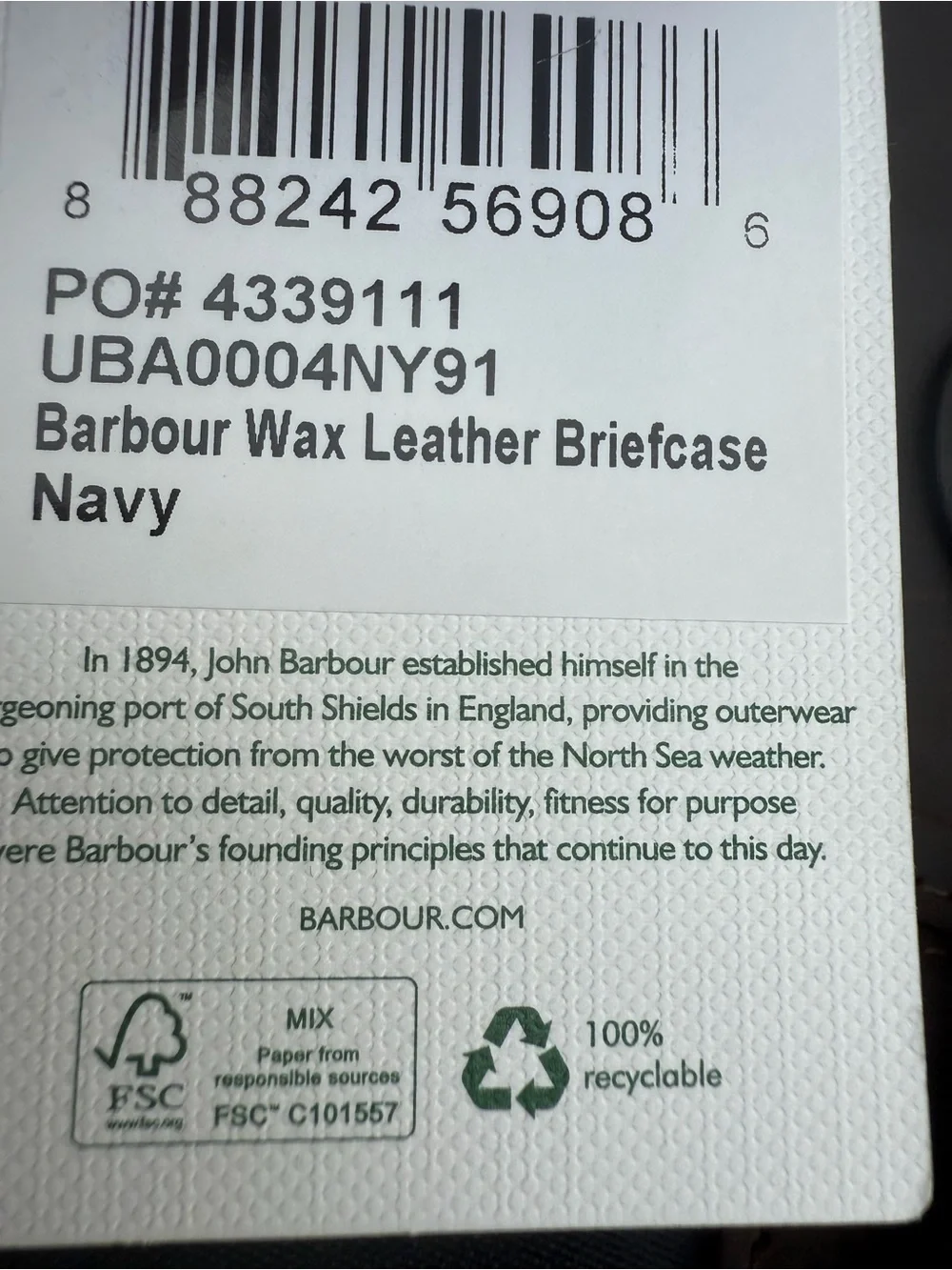 BARBOUR WAX LEATHER BRIEFCASE